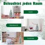 150 cm aukščio 'sniego pusnimis' padengta eglutės formos Kalėdų eglutė su baltomis uogomis ir žvaigždėmis (Žalia ir balta)