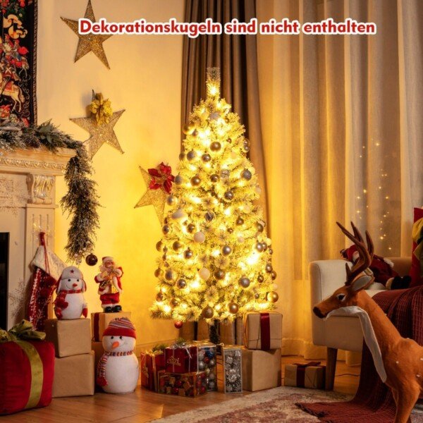 150 cm aukščio dirbtinė Kalėdų eglutė su 279 šakomis ir 140 LED lempučių (Žalia ir balta)