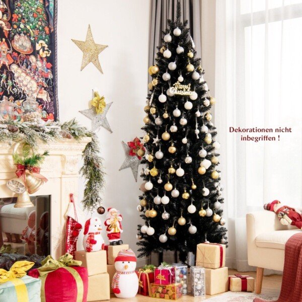 Kėdainių eglutė su metaliniu stoveliu 210 cm (Juoda)