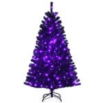 Dirbtinė juoda Kalėdų eglutė su 180 violetinių LED žibintų (Juoda)