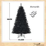 180 cm aukščio dirbtinė eglutė su 250 LED lempučių (Juoda)