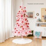 180 cm dirbtinė rožinė eglutė su blizgančių šakelių galiukais (Rožinė)