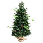 Kalėdinė mini eglutė su LED žiburiais ir puošmenomis 90 cm (Žalia)