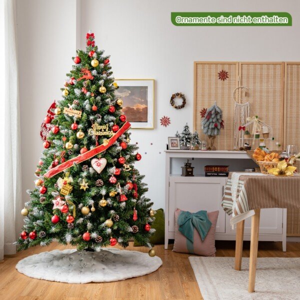 Dirbtinė Kalėdų eglutė 180 cm su sniegu ir pušies spygliais (Žalia ir balta)