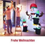 Pripučiamas Kalėdų Senelis su pingvinais 180 cm (Spalvotas)