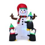 Pripučiamas Kalėdų Senelis su pingvinais 180 cm (Spalvotas)