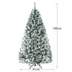 180 cm dirbtinė eglė su sniego efektu ir metaliniu pagrindu (Žalia)