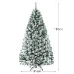 Dirbtinė kalėdinė eglė su sniego efektu ir metaliniu stovu 180 cm (Žalia)