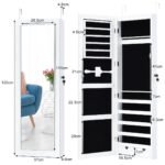 Kompaktiška papuošalų spintelė su LED apšvietimu ir viso kūno veidrodžiu (Balta)