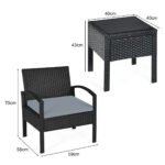 Lauko baldų komplektas su pagalvėmis ir staliuku (Pilka)