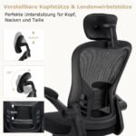 Ergonomiška biuro kėdė su reguliuojama galvos ir juosmens atrama (Juoda)