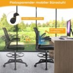 Ergonomiška kompiuterio kėdė su aukštu atlošu ir reguliuojama atrama (Juoda)