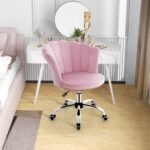 Reguliuojamo aukščio biuro kėdė su ratukais ir ergonomišku dizainu (Rožinė)