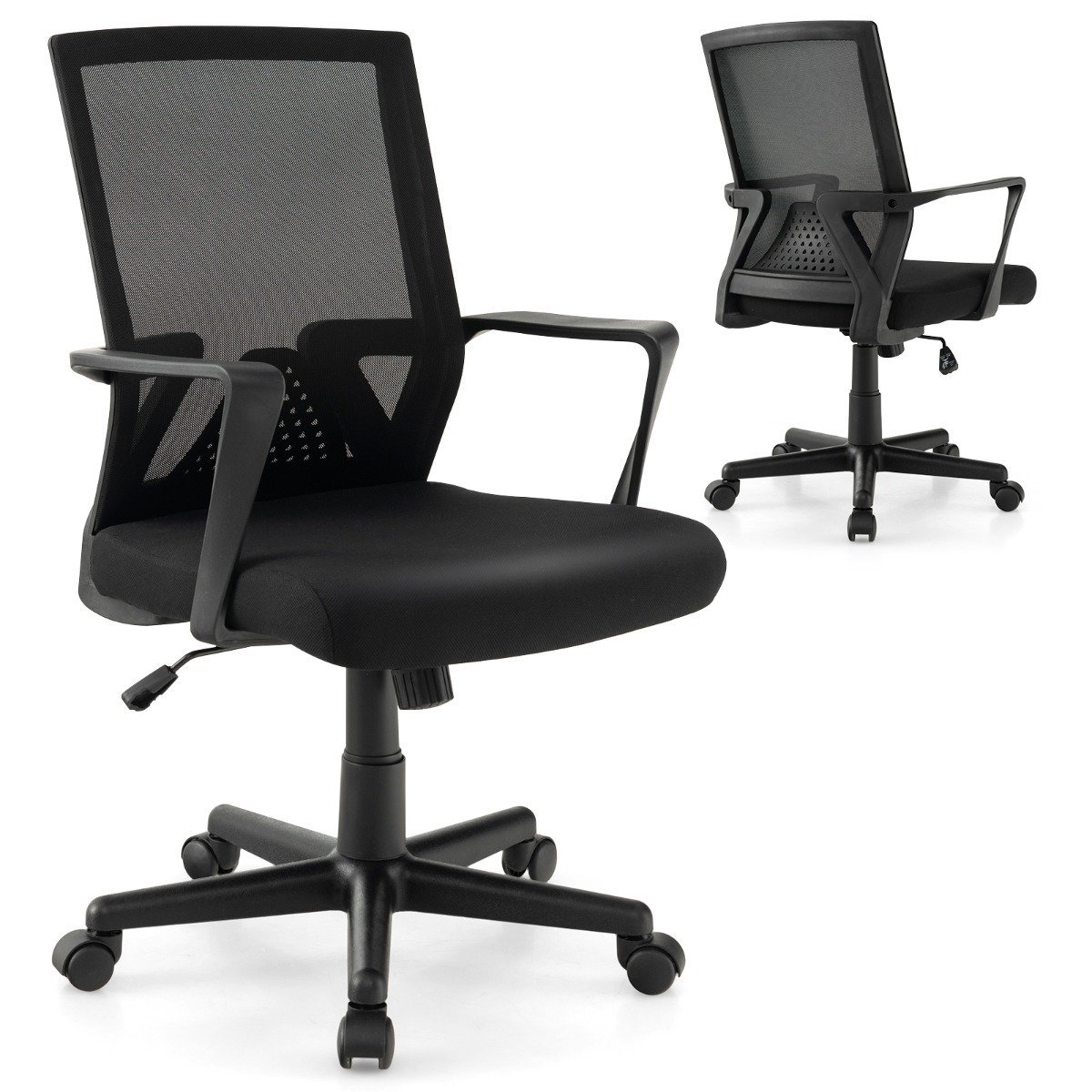 computerstuhl-cb10568dk_3_ Ergonomiška biuro kėdė su juosmens atrama ir supynėmis (Juoda)