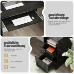 L formos kampinis rašomasis stalas su integruota pakrovimo stotele (Juoda)