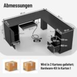 L formos kampinis rašomasis stalas su integruota pakrovimo stotele (Juoda)