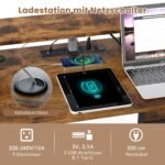 Kampinis rašomasis stalas su LED apšvietimu ir monitoriaus laikikliu (Ruda)