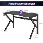 Žaidimų stalas 110 cm su puodelio laikikliu ir ausinių kabliuku (Juoda)