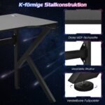 Žaidimų stalas 110 cm su puodelio laikikliu ir ausinių kabliuku (Juoda)