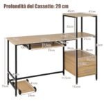 Rašomasis stalas su didele daiktų laikymo erdve (Natūrali)