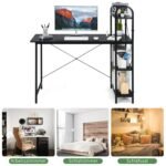 Biuro stalas su lentynomis (Juoda)