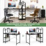 Biuro stalas su lentynomis (Juoda)