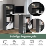 Kompaktiškas rašomasis stalas su integruota knygų lentyna (Juoda)
