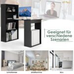 Kompaktiškas rašomasis stalas su integruota knygų lentyna (Juoda)