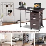 Sulankstomas kompiuterio stalas su ratukais ir stalčiais (Ruda)