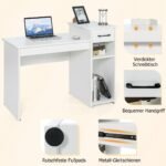 Darbo stalas su stalčiumi ir atviromis lentynomis (Balta)