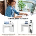 Darbo stalas su stalčiumi ir atviromis lentynomis (Balta)