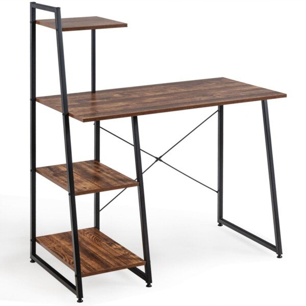 Darbo stalas su keturiomis lentynomis (Ruda)