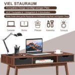 Stilingas rašomasis stalas su dviem stalčiais ir atviru skyriumi (Ruda)