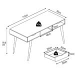 Stilingas rašomasis stalas su dviem stalčiais ir atviru skyriumi (Ruda)