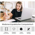 Rašomasis stalas su integruota lentynų sistema ir ištraukiama klaviatūros paletė (Juoda)