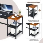 150 cm biuro stalas su laikymo lentynomis ir ausinių laikikliu (Juoda)
