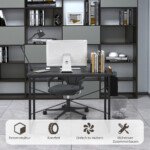 Kompiuterinis stalas su laikymo skyriumi (Juoda)