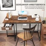 Kompiuterio stalas su stalčiumi ir reguliuojamomis kojomis (Ruda)