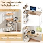 Rašomasis stalas su integruota įkrovimo stotele ir atvira knygų lentynėle (Natūrali)