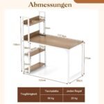 Rašomasis stalas su integruota įkrovimo stotele ir atvira knygų lentynėle (Natūrali)