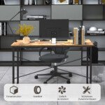 Darbo stalas su šonine talpykla medžio drožlių plokštės ir metalo konstrukcijos (Rustikaliai ruda)