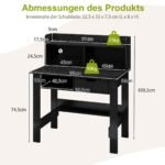 Kompaktiškas stalas su integruotu įkrovikliu ir papildomu stalviršiu (Juoda)