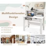 Kompaktiškas rašomasis stalas su integruota įkrovimo stotele ir lentynomis (Balta)