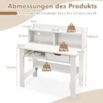 Kompaktiškas rašomasis stalas su integruota įkrovimo stotele ir lentynomis (Balta)