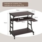 Mobilus kompiuterio stalas su ištraukiama klaviatūros lentyna (Ruda)