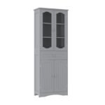 Aukšta vonios spintelė su 4 durimis ir stalčiumi (Pilka)