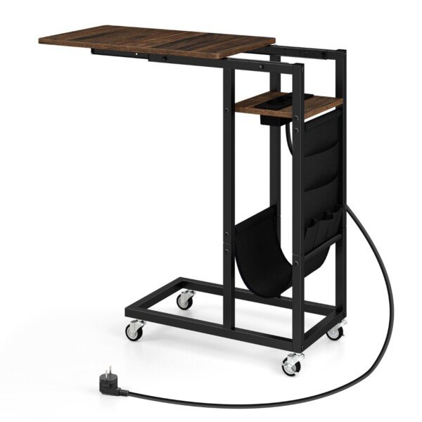 C formos staliukas su integruota įkrovimo stotele ir ištraukiama plokšte (Ruda)