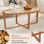 Ovalus kavos staliukas su akacijos medžio kojomis (Ruda)