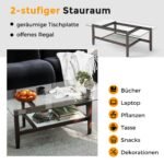 Stalinis kavos staliukas su dviem lentynomis (Ruda)