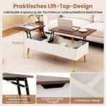 Reguliuojamo aukščio kavos staliukas su atidaromu stalviršiu ir dviem paslėptomis daiktadėžėmis (Riešuto)